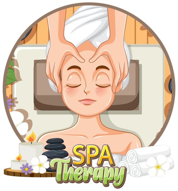 Woman getting facial mask treatment illustration